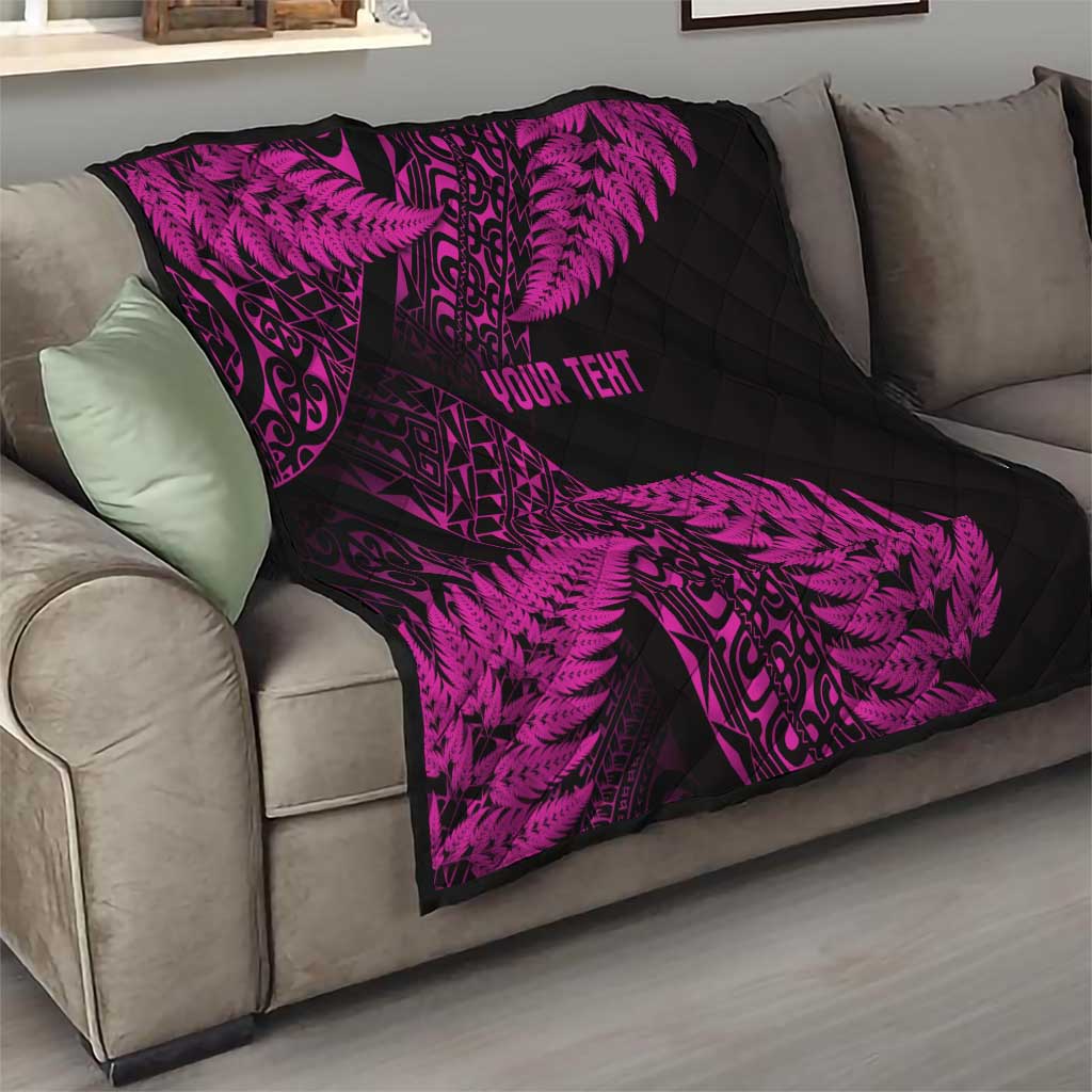 New Zealand Rugby Pacific Personalised Quilt All Pink Maori Pasifika Fern Pattern