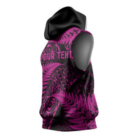 New Zealand Rugby Pacific Personalised Sleeveless Hoodie All Pink Maori Pasifika Fern Pattern - Polynesian Pride
