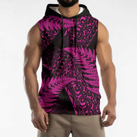 New Zealand Rugby Pacific Personalised Sleeveless Hoodie All Pink Maori Pasifika Fern Pattern - Polynesian Pride