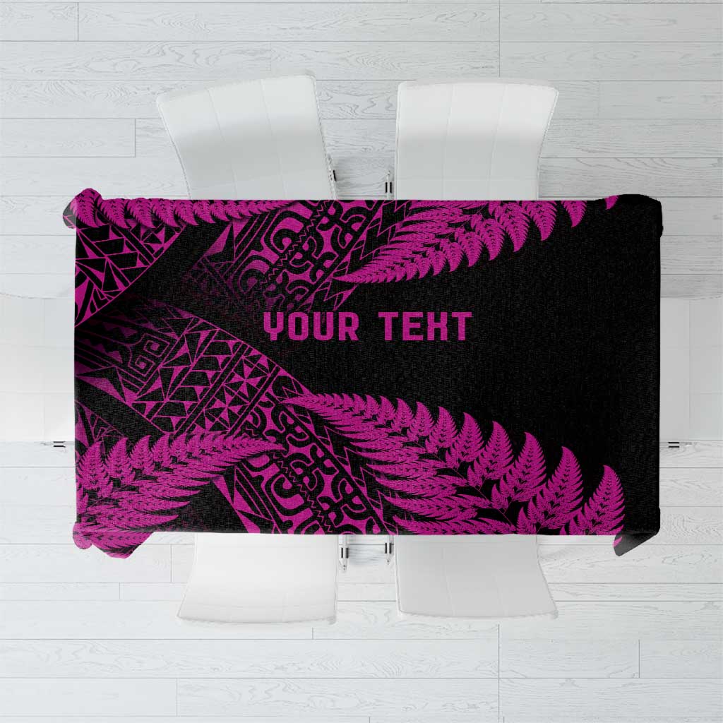 New Zealand Rugby Pacific Personalised Tablecloth All Pink Maori Pasifika Fern Pattern