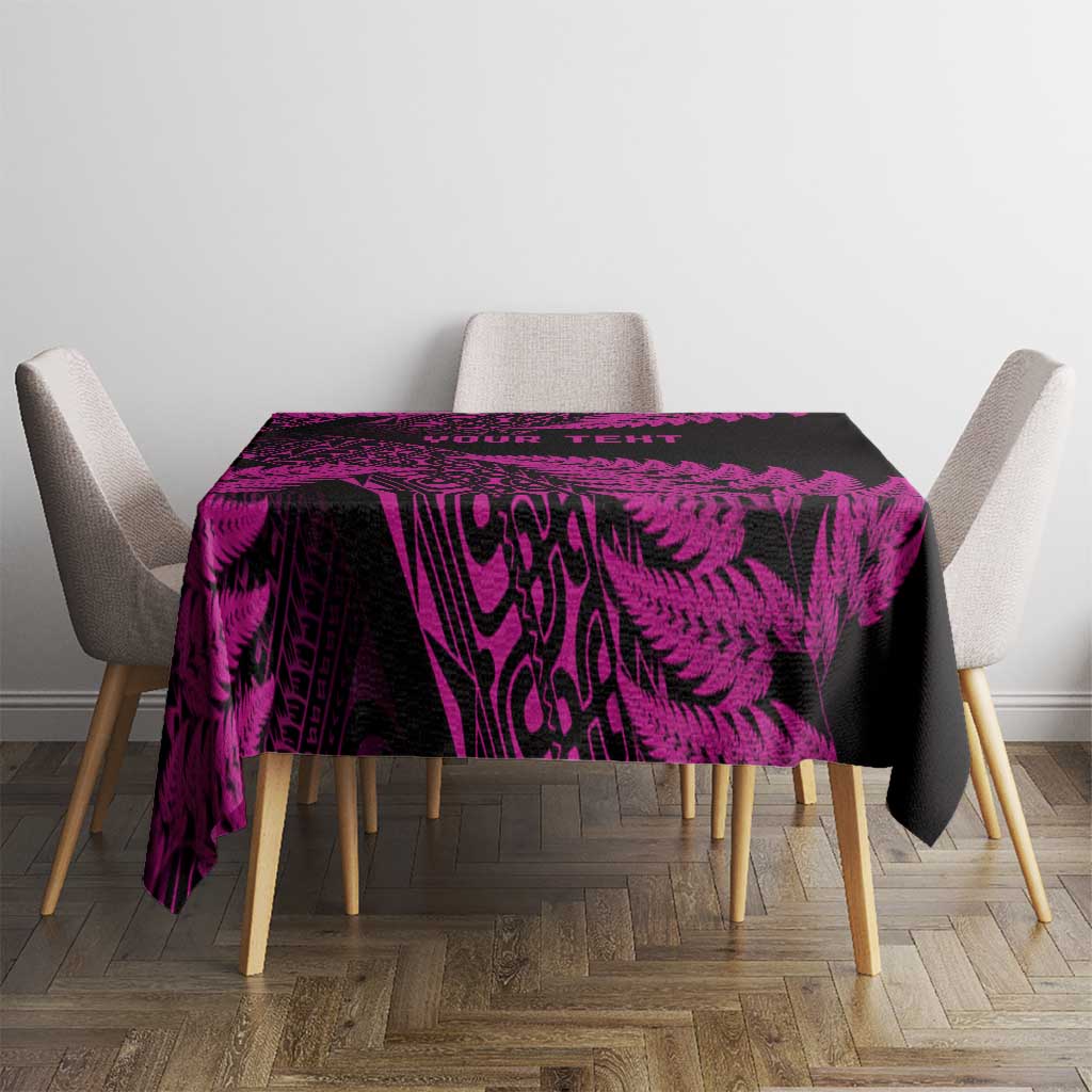 New Zealand Rugby Pacific Personalised Tablecloth All Pink Maori Pasifika Fern Pattern