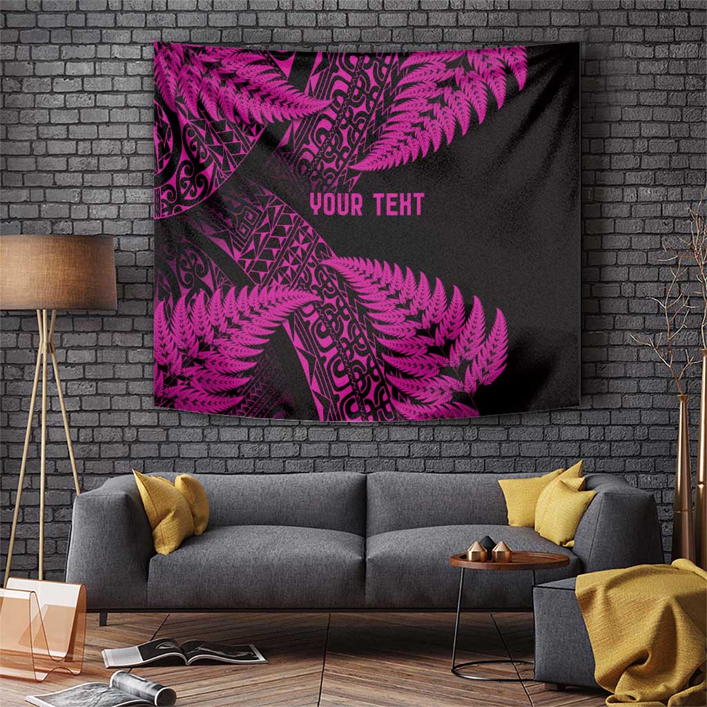 New Zealand Rugby Pacific Personalised Tapestry All Pink Maori Pasifika Fern Pattern