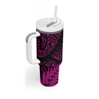 New Zealand Rugby Pacific Personalised Tumbler With Handle All Pink Maori Pasifika Fern Pattern