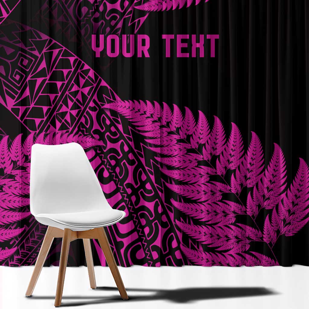 New Zealand Rugby Pacific Personalised Window Curtain All Pink Maori Pasifika Fern Pattern