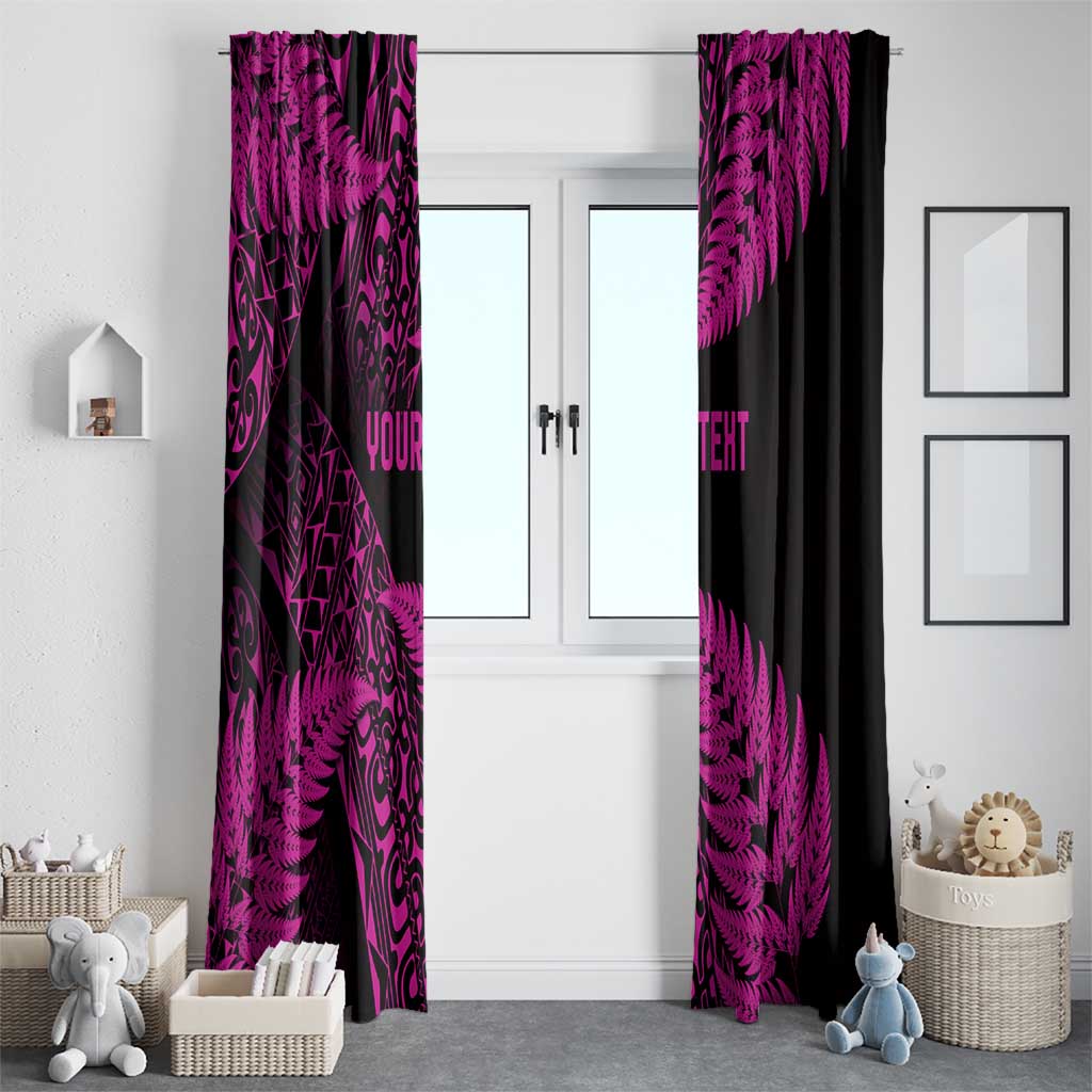 New Zealand Rugby Pacific Personalised Window Curtain All Pink Maori Pasifika Fern Pattern