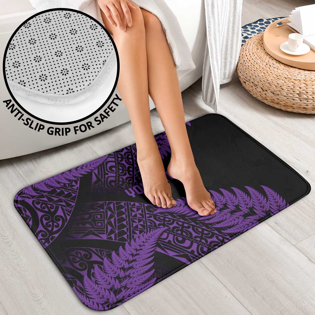 New Zealand Rugby Pacific Personalised Bathroom Set All Purple Maori Pasifika Fern Pattern - Polynesian Pride