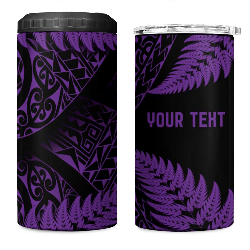 New Zealand Rugby Pacific Personalised 4 in 1 Can Cooler Tumbler All Purple Maori Pasifika Fern Pattern