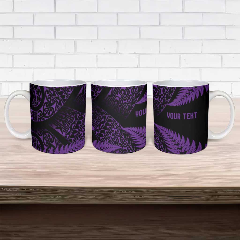 New Zealand Rugby Pacific Personalised Ceramic Mug All Purple Maori Pasifika Fern Pattern - Polynesian Pride