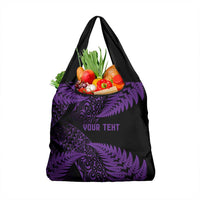 New Zealand Rugby Pacific Personalised Grocery Bag All Purple Maori Pasifika Fern Pattern