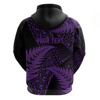 New Zealand Rugby Pacific Personalised Hoodie All Purple Maori Pasifika Fern Pattern