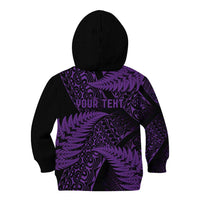 New Zealand Rugby Pacific Personalised Kid Hoodie All Purple Maori Pasifika Fern Pattern