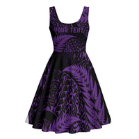 New Zealand Rugby Pacific Personalised Midi Dress All Purple Maori Pasifika Fern Pattern - Polynesian Pride
