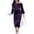New Zealand Rugby Pacific Personalised Off The Shoulder Long Sleeve Dress All Purple Maori Pasifika Fern Pattern