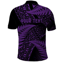New Zealand Rugby Pacific Personalised Polo Shirt All Purple Maori Pasifika Fern Pattern
