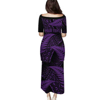 New Zealand Rugby Pacific Personalised Puletasi All Purple Maori Pasifika Fern Pattern