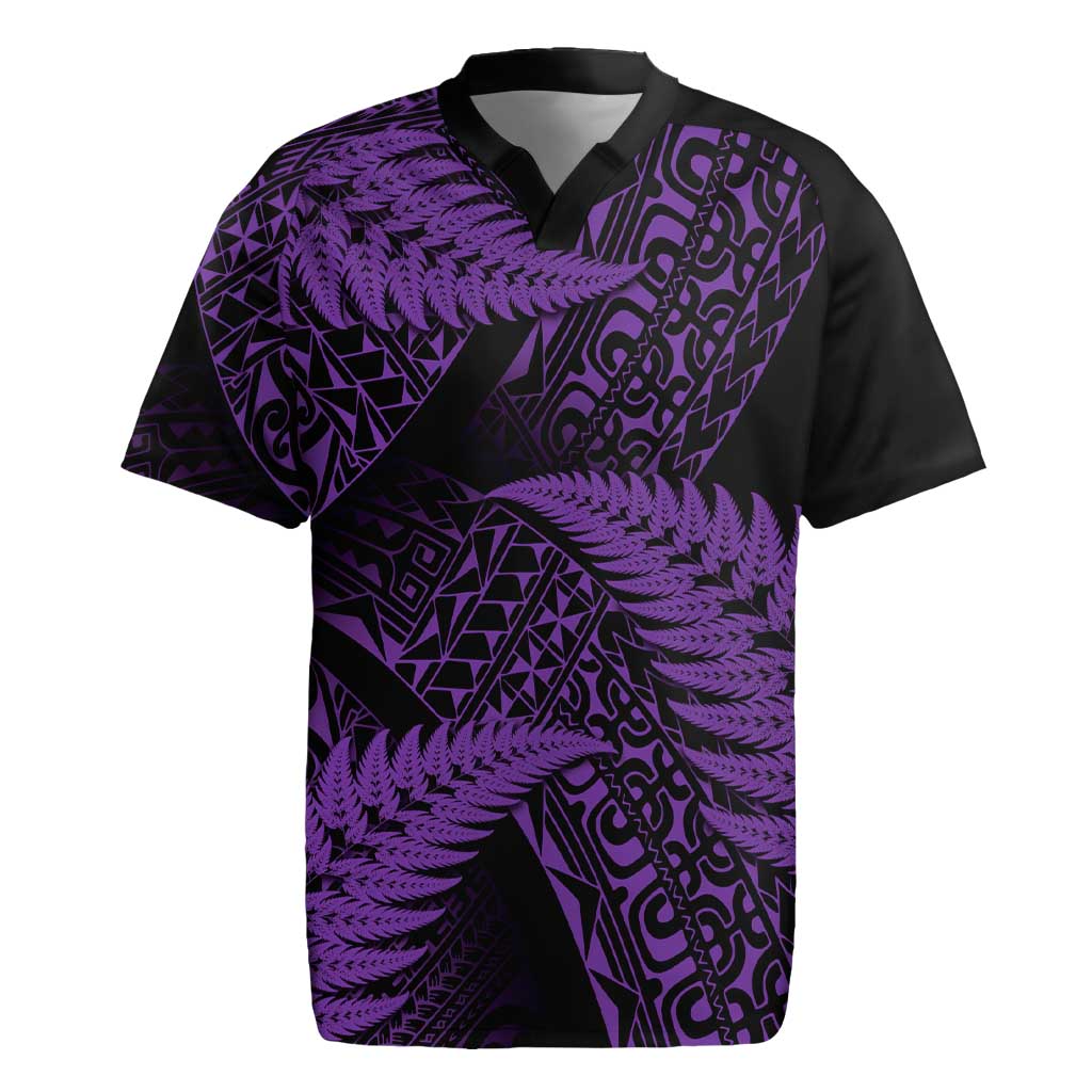New Zealand Rugby Pacific Personalised Rugby Jersey All Purple Maori Pasifika Fern Pattern