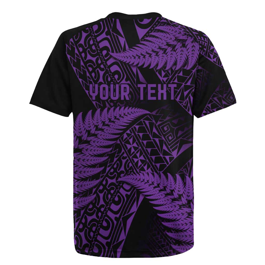 New Zealand Rugby Pacific Personalised Rugby Jersey All Purple Maori Pasifika Fern Pattern