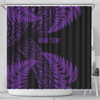 New Zealand Rugby Pacific Personalised Shower Curtain All Purple Maori Pasifika Fern Pattern