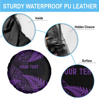 New Zealand Rugby Pacific Personalised Spare Tire Cover All Purple Maori Pasifika Fern Pattern
