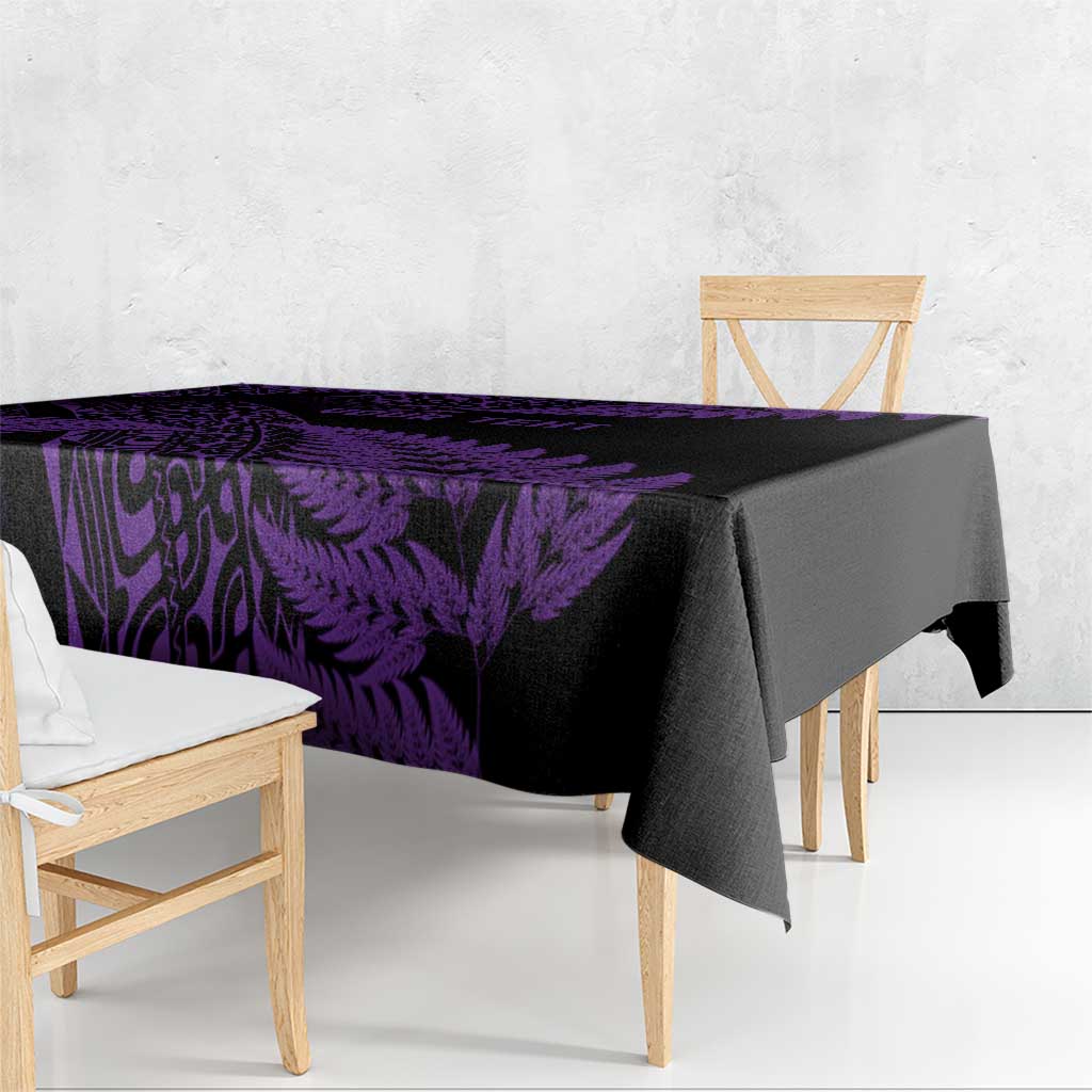 New Zealand Rugby Pacific Personalised Tablecloth All Purple Maori Pasifika Fern Pattern