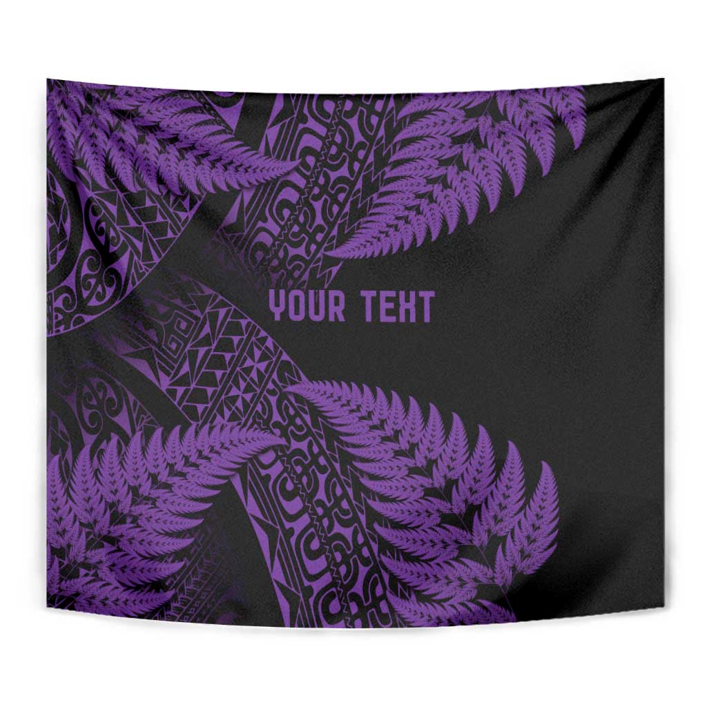 New Zealand Rugby Pacific Personalised Tapestry All Purple Maori Pasifika Fern Pattern