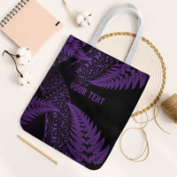 New Zealand Rugby Pacific Personalised Tote Bag All Purple Maori Pasifika Fern Pattern - Polynesian Pride