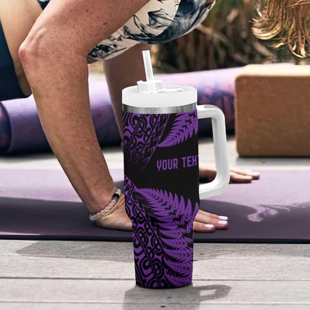 New Zealand Rugby Pacific Personalised Tumbler With Handle All Purple Maori Pasifika Fern Pattern