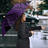 New Zealand Rugby Pacific Personalised Umbrella All Purple Maori Pasifika Fern Pattern - Polynesian Pride
