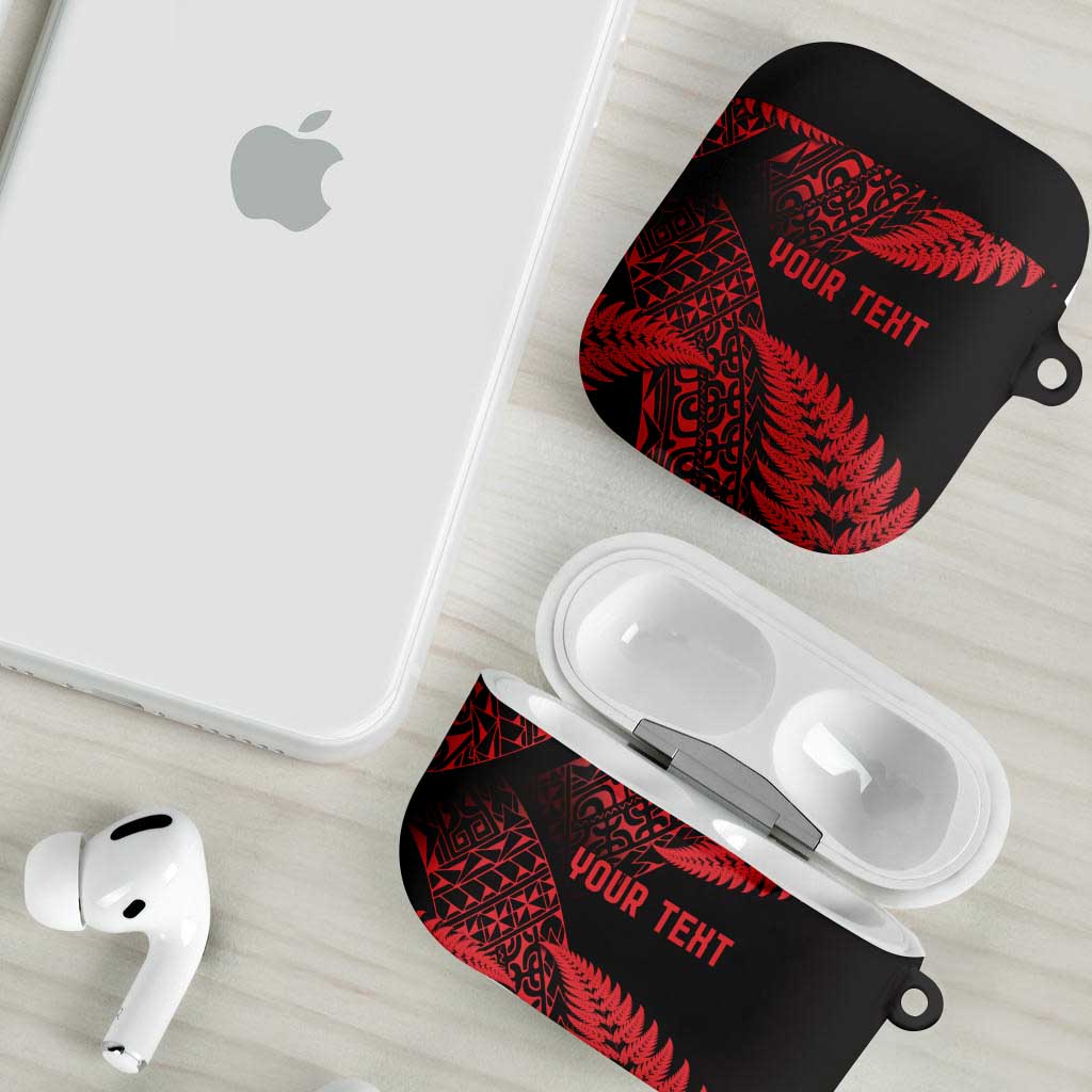 New Zealand Rugby Pacific Personalised AirPods Case All Red Maori Pasifika Fern Pattern - Polynesian Pride