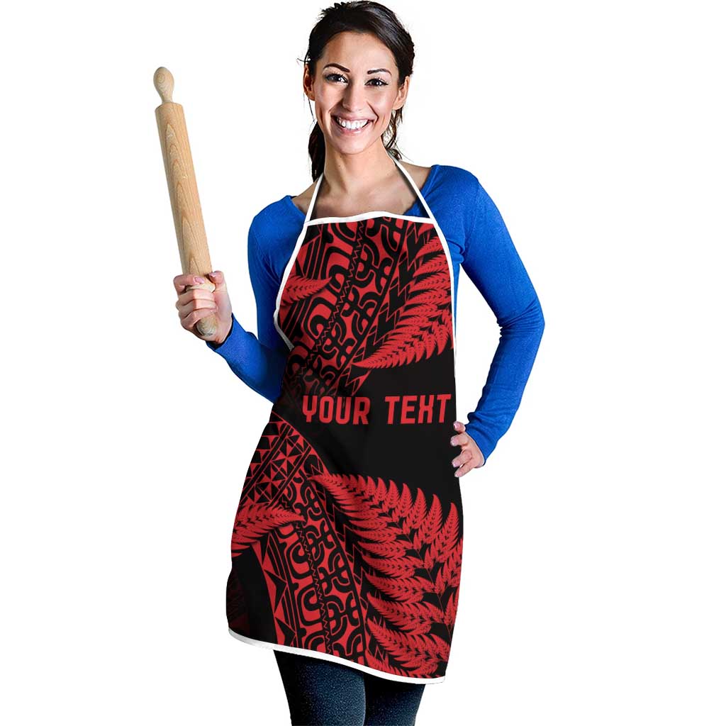 New Zealand Rugby Pacific Personalised Apron All Red Maori Pasifika Fern Pattern - Polynesian Pride
