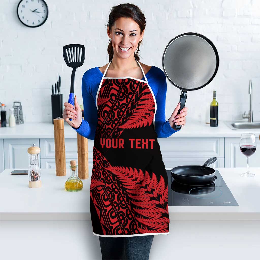 New Zealand Rugby Pacific Personalised Apron All Red Maori Pasifika Fern Pattern - Polynesian Pride