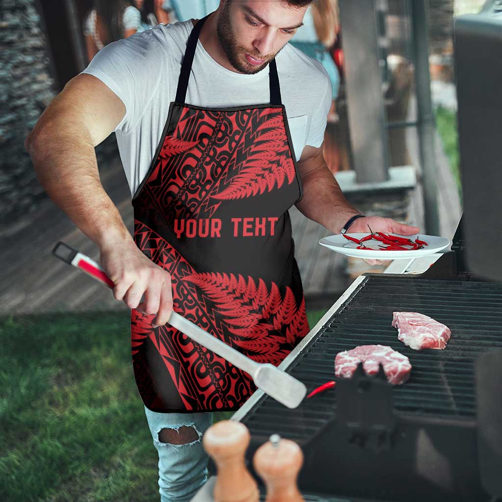New Zealand Rugby Pacific Personalised Apron All Red Maori Pasifika Fern Pattern - Polynesian Pride