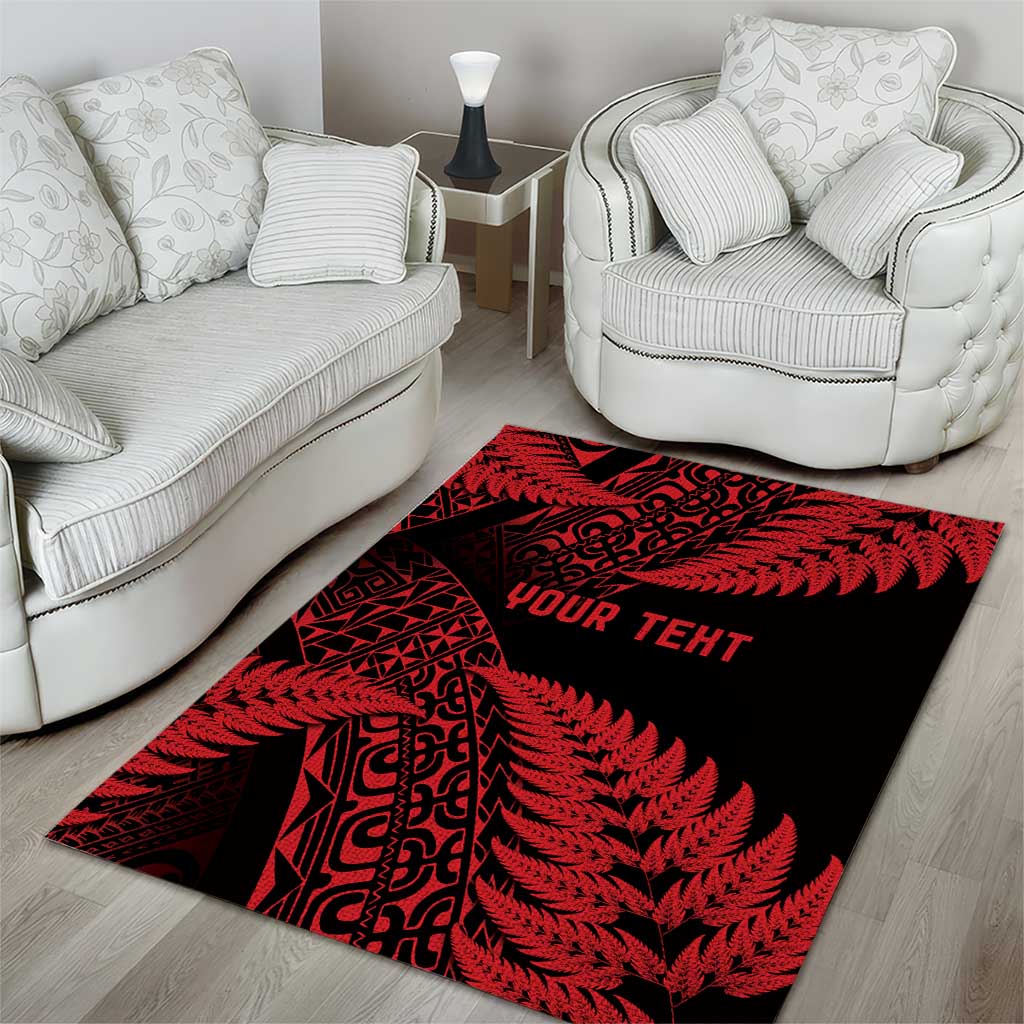 New Zealand Rugby Pacific Personalised Area Rug All Red Maori Pasifika Fern Pattern