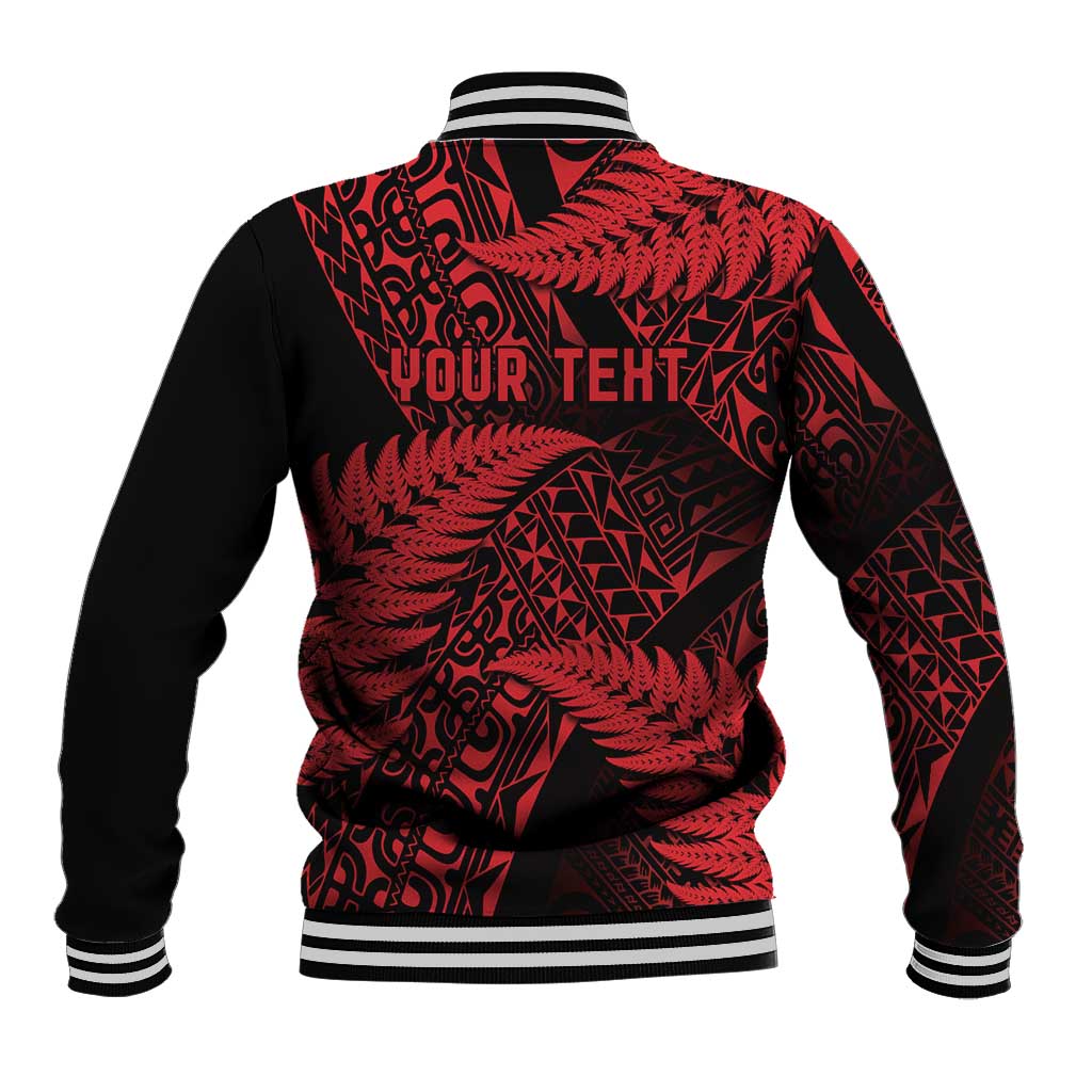 New Zealand Rugby Pacific Personalised Baseball Jacket All Red Maori Pasifika Fern Pattern LT9 - Polynesian Pride