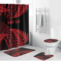 New Zealand Rugby Pacific Personalised Bathroom Set All Red Maori Pasifika Fern Pattern - Polynesian Pride