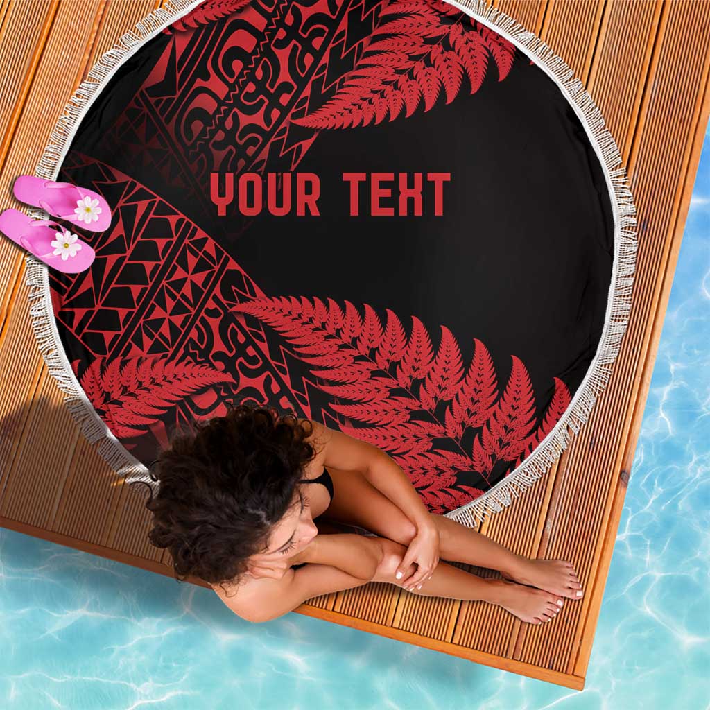 New Zealand Rugby Pacific Personalised Beach Blanket All Red Maori Pasifika Fern Pattern
