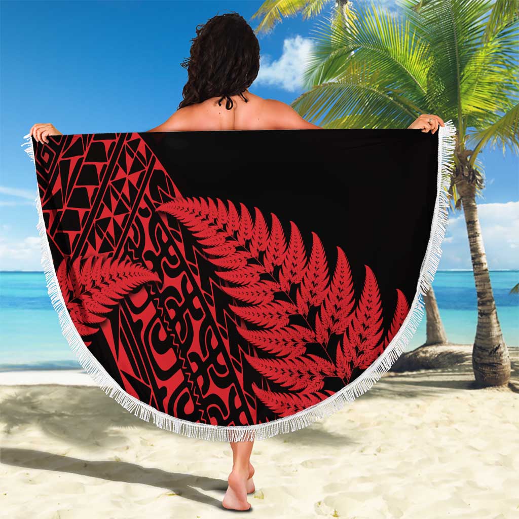 New Zealand Rugby Pacific Personalised Beach Blanket All Red Maori Pasifika Fern Pattern