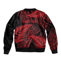New Zealand Rugby Pacific Personalised Bomber Jacket All Red Maori Pasifika Fern Pattern LT9 - Polynesian Pride