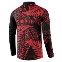New Zealand Rugby Pacific Personalised Button Sweatshirt All Red Maori Pasifika Fern Pattern LT9 - Polynesian Pride