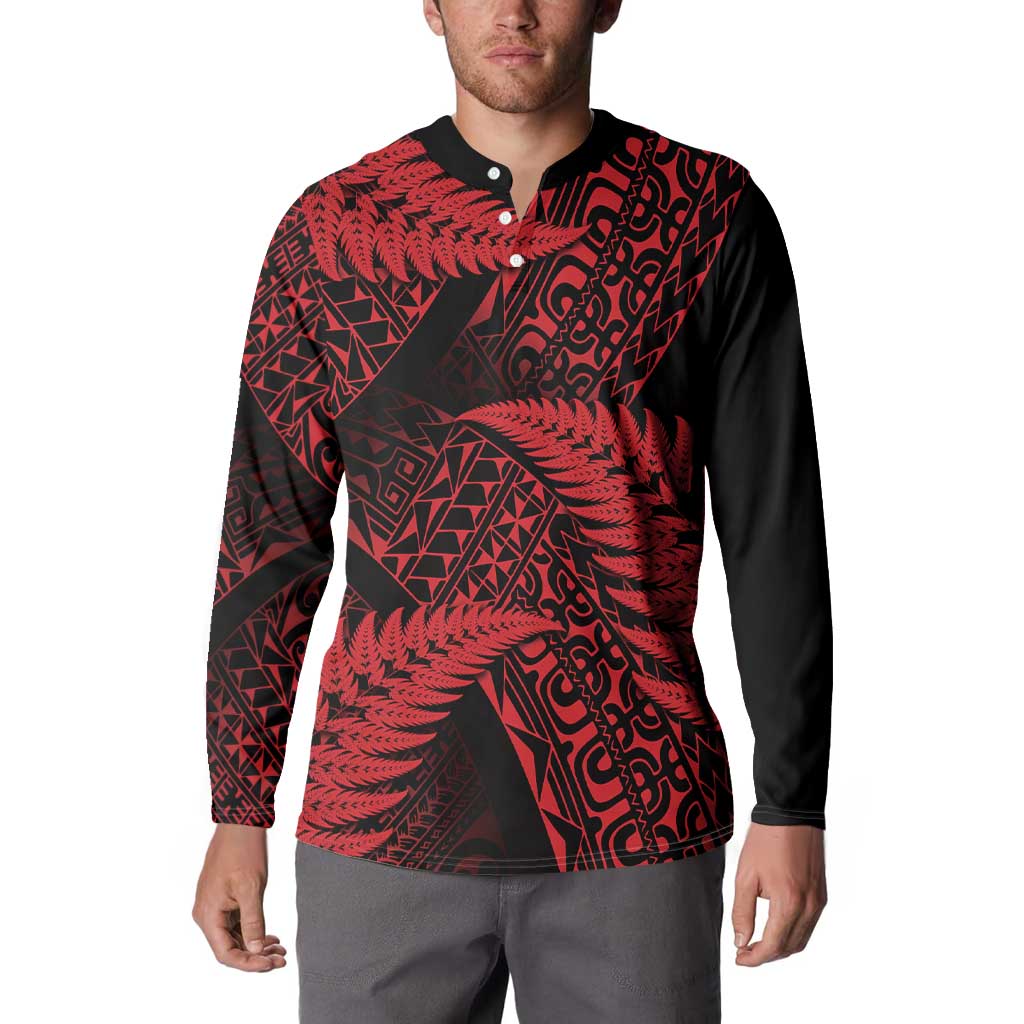 New Zealand Rugby Pacific Personalised Button Sweatshirt All Red Maori Pasifika Fern Pattern LT9 - Polynesian Pride