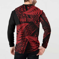 New Zealand Rugby Pacific Personalised Button Sweatshirt All Red Maori Pasifika Fern Pattern LT9 - Polynesian Pride