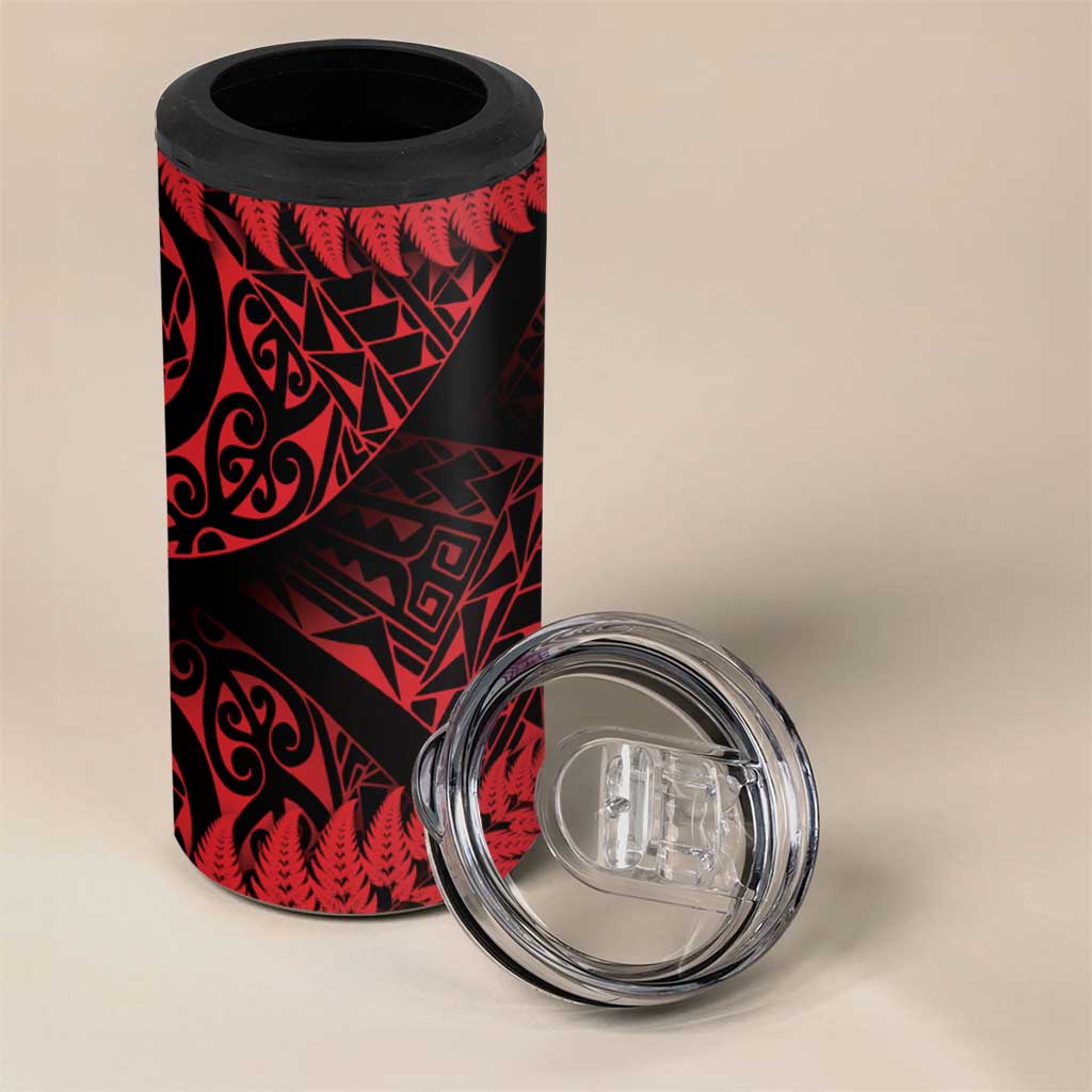 New Zealand Rugby Pacific Personalised 4 in 1 Can Cooler Tumbler All Red Maori Pasifika Fern Pattern