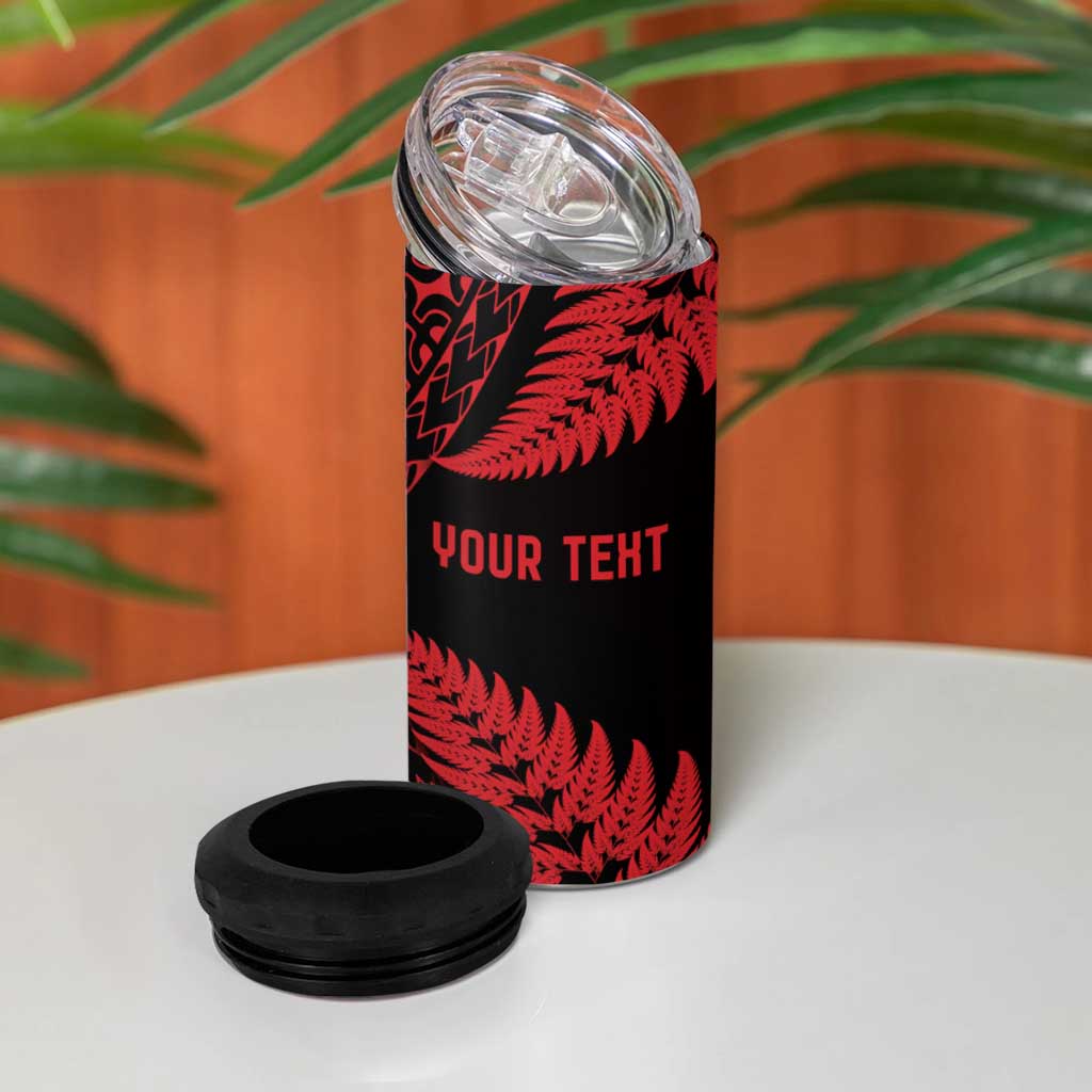 New Zealand Rugby Pacific Personalised 4 in 1 Can Cooler Tumbler All Red Maori Pasifika Fern Pattern