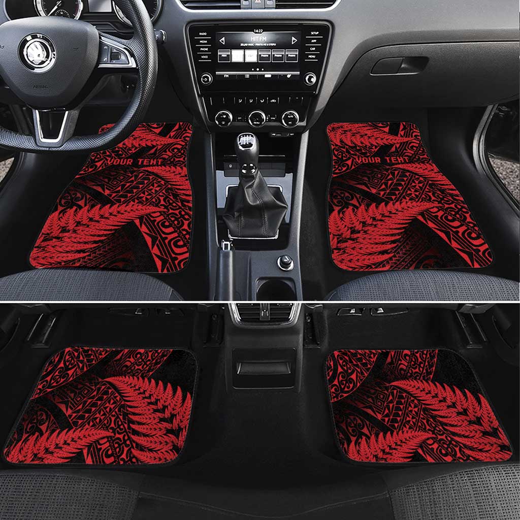 New Zealand Rugby Pacific Personalised Car Mats All Red Maori Pasifika Fern Pattern