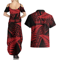 New Zealand Rugby Pacific Personalised Couples Matching Summer Maxi Dress and Hawaiian Shirt All Red Maori Pasifika Fern Pattern LT9 - Polynesian Pride