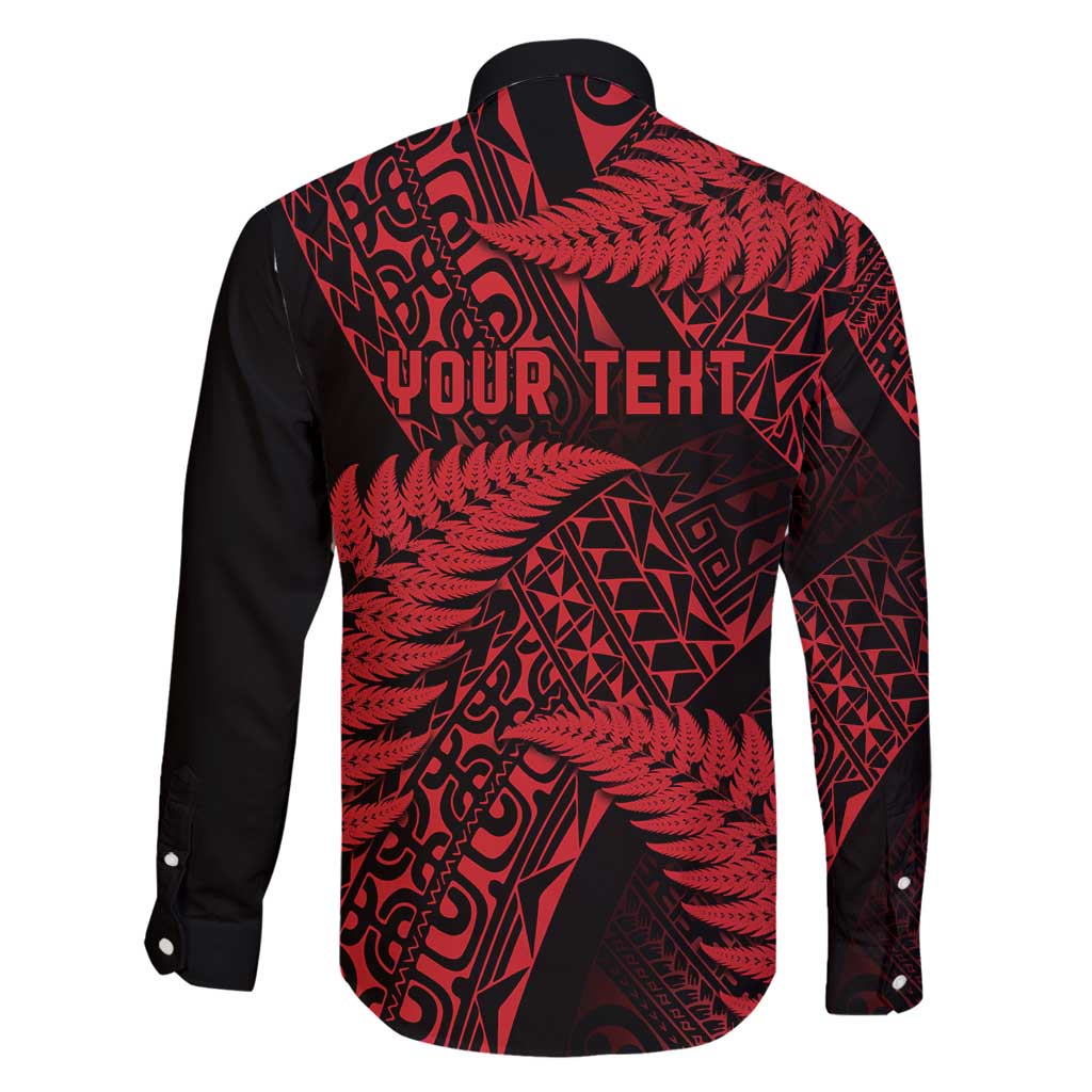 New Zealand Rugby Pacific Personalised Family Matching Long Sleeve Bodycon Dress and Hawaiian Shirt All Red Maori Pasifika Fern Pattern LT9 - Polynesian Pride