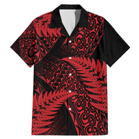 New Zealand Rugby Pacific Personalised Family Matching Mermaid Dress and Hawaiian Shirt All Red Maori Pasifika Fern Pattern LT9 Dad's Shirt - Short Sleeve Red - Polynesian Pride