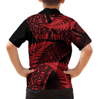 New Zealand Rugby Pacific Personalised Family Matching Off The Shoulder Long Sleeve Dress and Hawaiian Shirt All Red Maori Pasifika Fern Pattern LT9 - Polynesian Pride