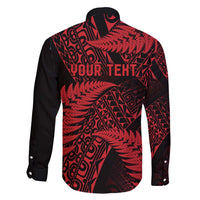 New Zealand Rugby Pacific Personalised Family Matching Off Shoulder Maxi Dress and Hawaiian Shirt All Red Maori Pasifika Fern Pattern