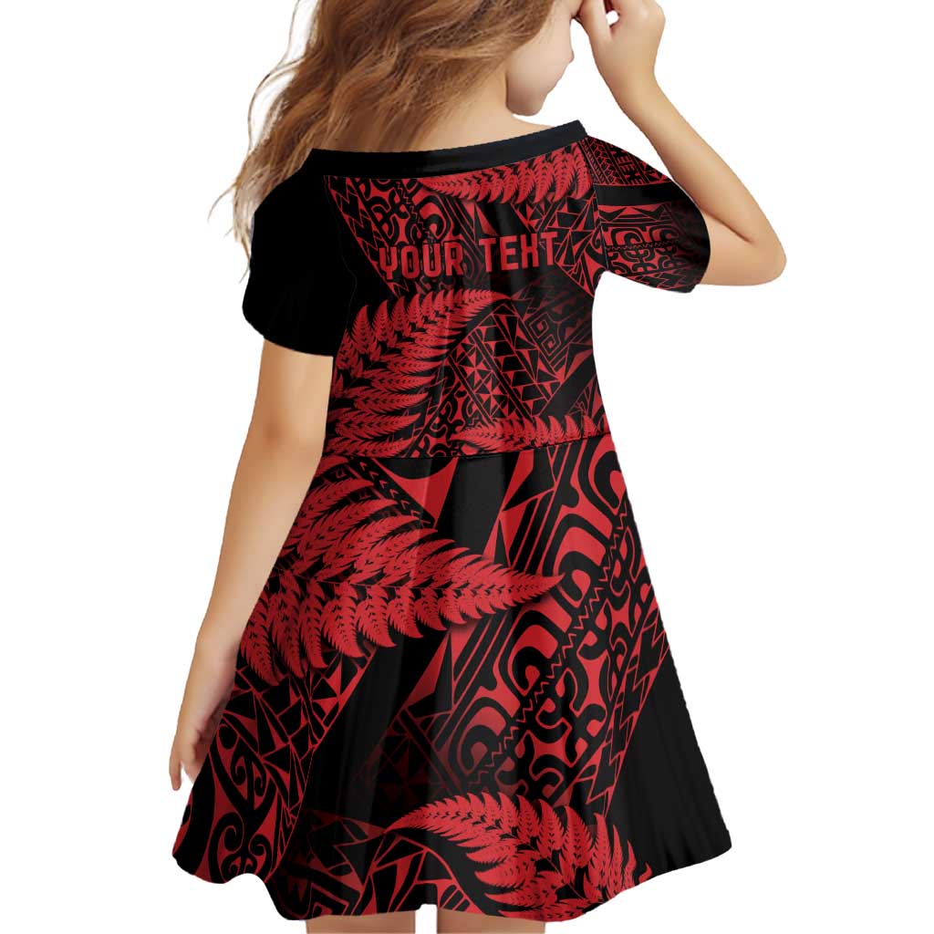 New Zealand Rugby Pacific Personalised Family Matching Off Shoulder Short Dress and Hawaiian Shirt All Red Maori Pasifika Fern Pattern LT9 - Polynesian Pride